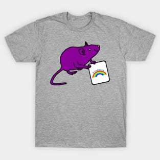 Purple Rat with Kindness Rainbow Sign Positivity T-Shirt